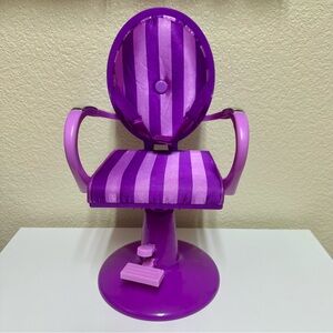 My Life As 18” Doll Purple Striped Hair Stylist Beauty Salon Chair 2012